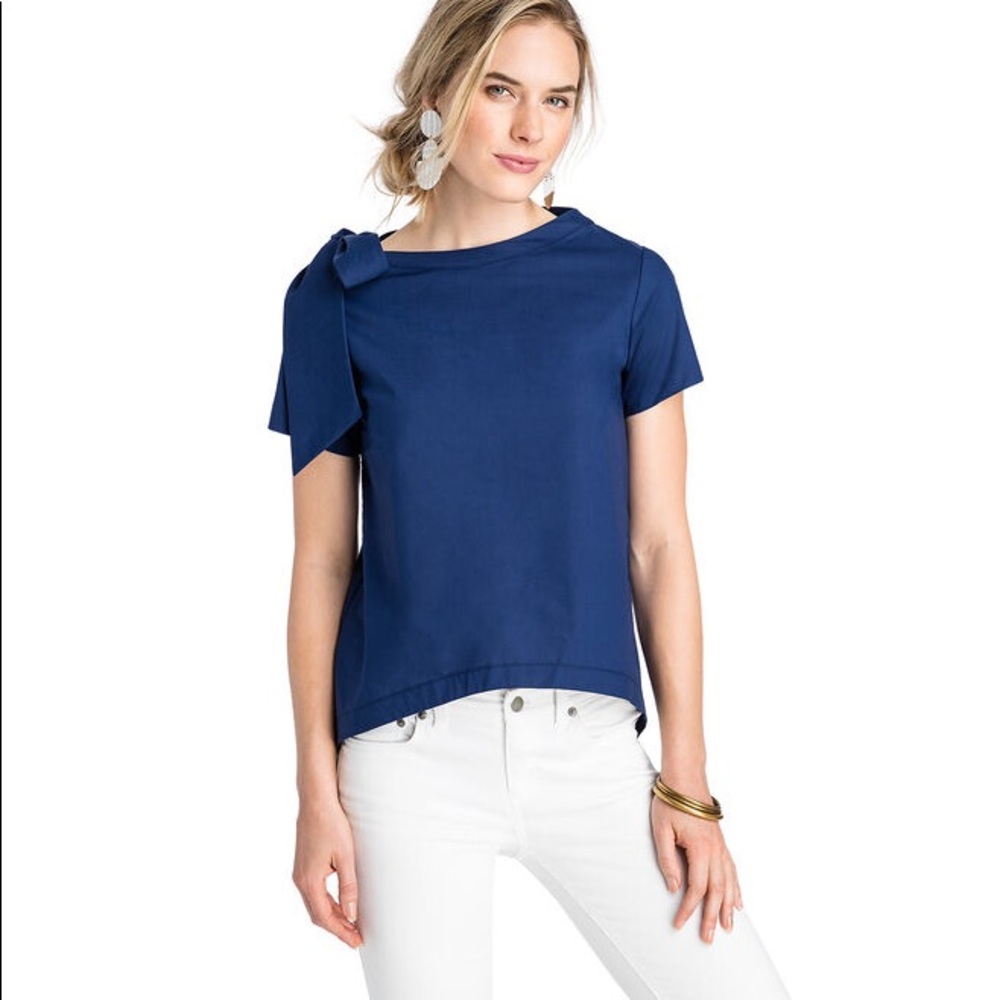 Vineyard Vines: Navy Bow Boatneck Blouse